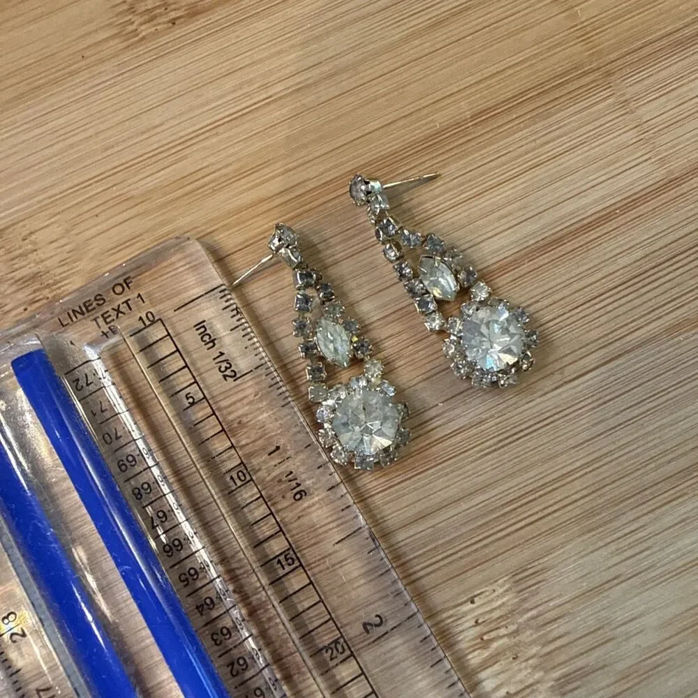 Yellowstone Crystal Dangle Drop Earrings Vintage Unbranded